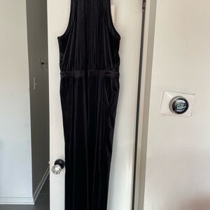 Elegant Velvet Black Halter Jumpsuit NWT